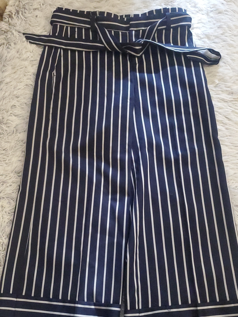 *Banana Republic Navy and White Vertical-Stripe Wide Leg Pants*